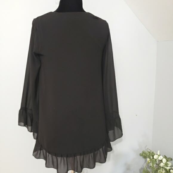 Show Me Your Mumu Little Black Semi Sheer Lined Mini Swing Tunic Dress Medium - Picture 3 of 9